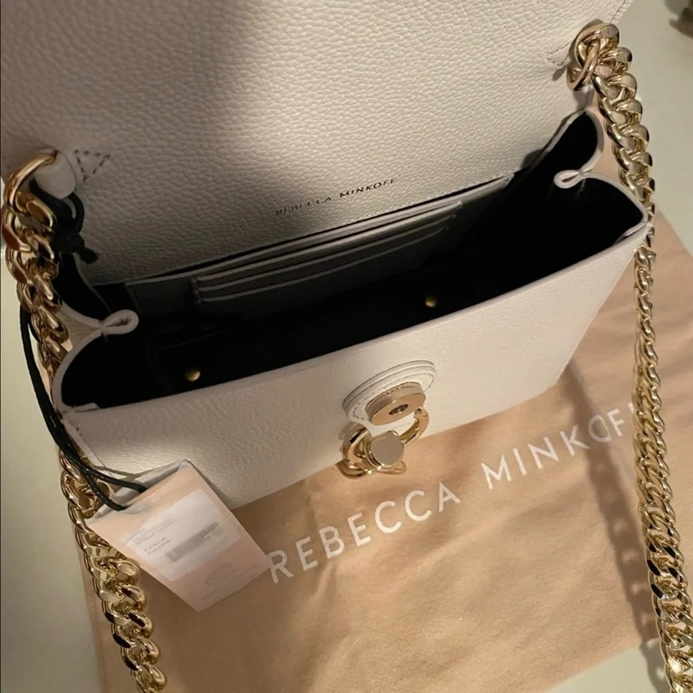 Rebecca Minkoff White Leather Mini Crossbody with Gold Hardware